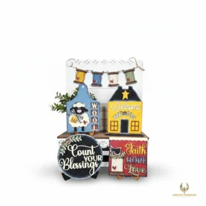 Heirloom Folk Art Decor Set - DIY Laser Cut Wood Craft Kit