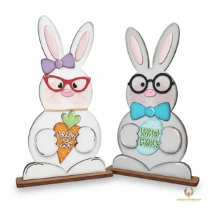 Standing Bunny Couple Easter DIY Kit - Laser Cut Wood Decor