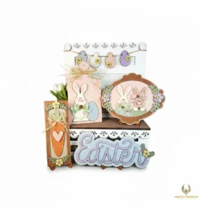 Primitive Easter Decor Set - Rustic Layered Wood DIY Craft Kit