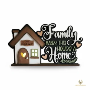 Family Home Word Art DIY Laser Cut Wood Decor Kit