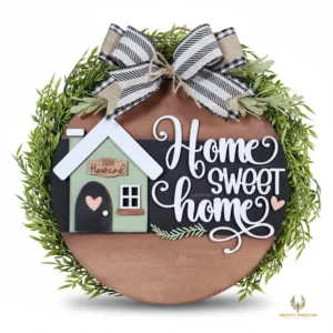 Home Sweet Home Door Round Laser Cut DIY Wood Craft Kit
