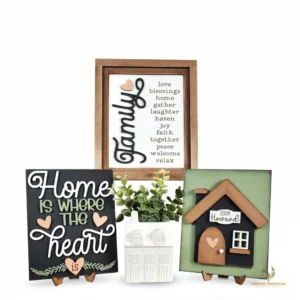 Family Home Trio Signs DIY Laser Cut Wood Decor Kit