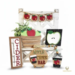 Apple Cider Harvest Tray DIY Laser Cut Wood Craft Kit