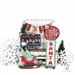 North Pole Christmas Decor Set DIY Laser Cut Wood Kit