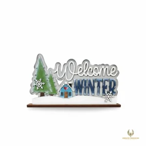 Welcome Winter Cabin Word Art DIY Wood Craft Kit