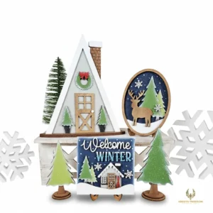 Winter Cabin Decor Set DIY Laser Cut Wood Kit