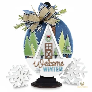 Winter Cabin Door Hanger - 12.5 Inch DIY Wood Craft Kit