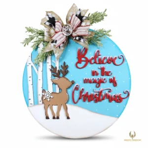 Oh Deer Christmas Door Hanger DIY Wood Laser Cut Kit