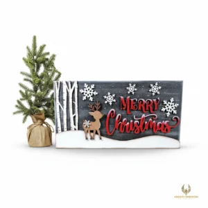 Oh Deer Christmas Mantle Sign DIY Laser Cut Wood Craft Kit