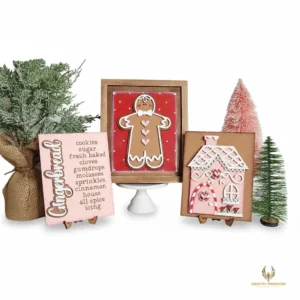 Gingerbread Christmas Sign Trio DIY Laser Cut Wood Kit