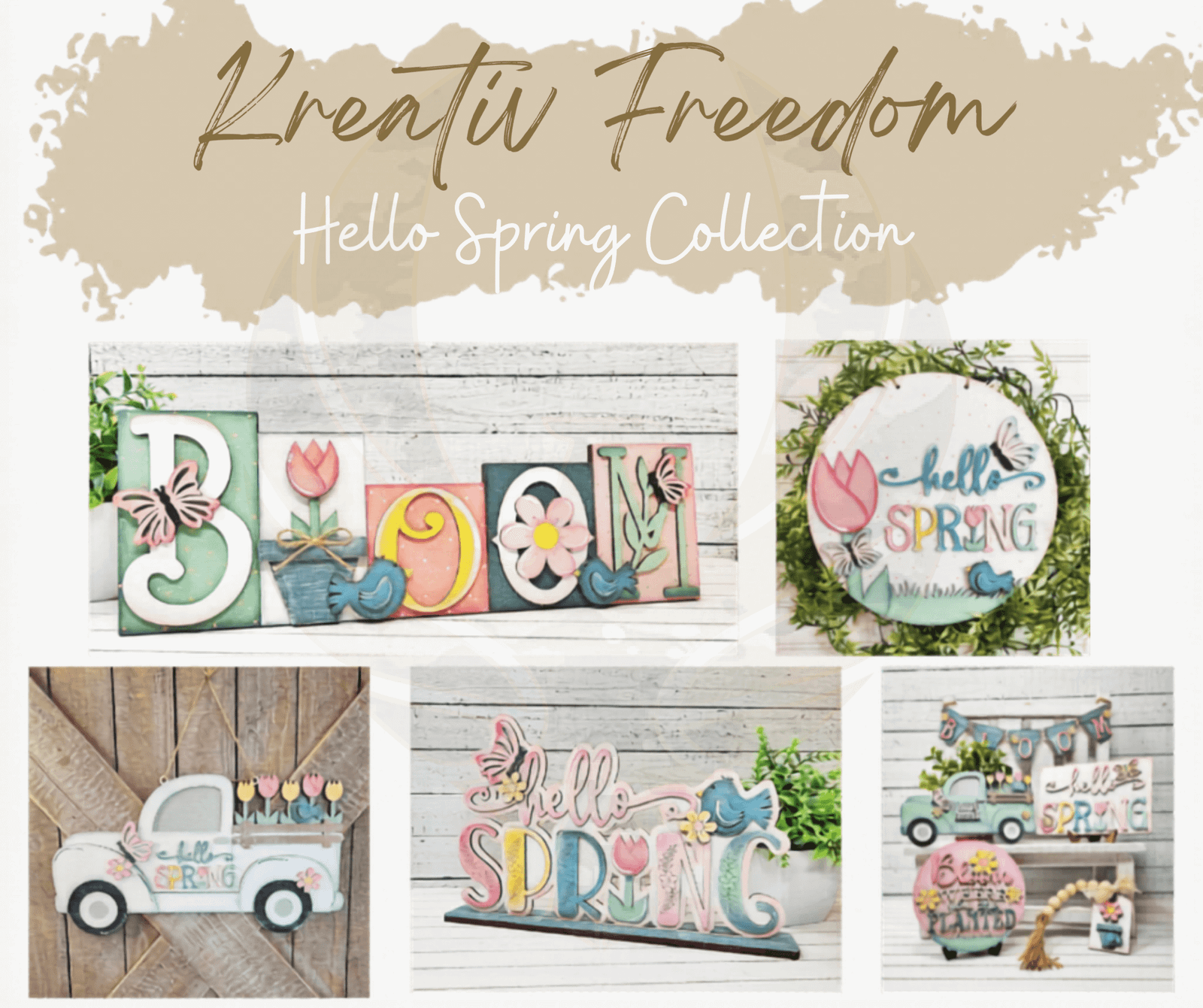 Hello Spring DIY Wood Craft Bundle – Signs, Tiered Tray & Decor Set ...